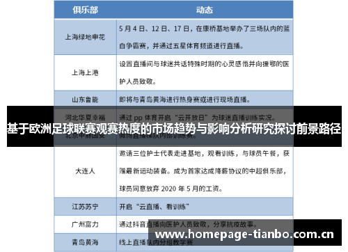 基于欧洲足球联赛观赛热度的市场趋势与影响分析研究探讨前景路径